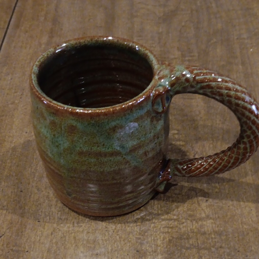 Rustic Ceramic Mug Set - Green and Brown - Picture 5 of 8